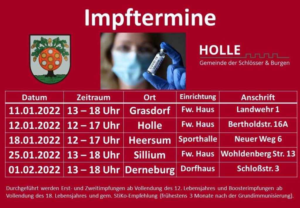 Impftermine Januar Februar Gemeinde Holle
